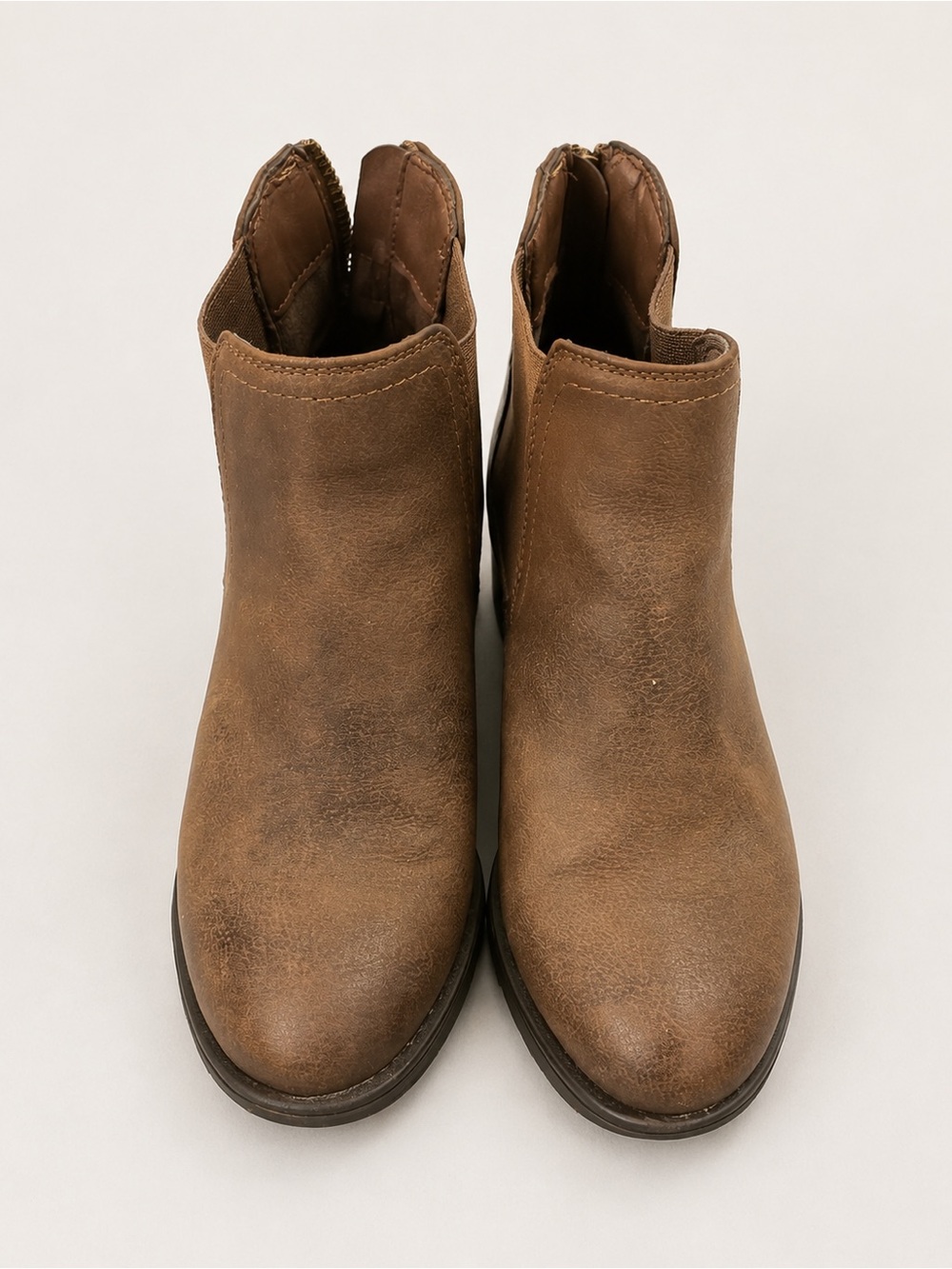 Brown Faux Leather Ankle Boots Size 7